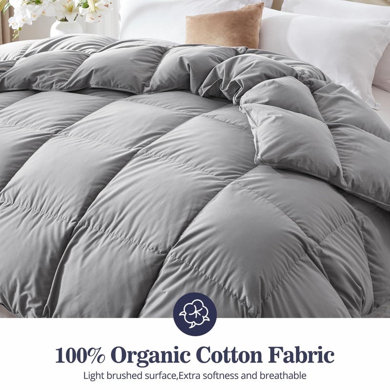 Globon Down Comforter Queen Size,All Season Duvet Insert Ultra-Soft Noiseless Shell,Mediumweight with 8 Corner Tabs, Greyâ€¦ - Image 3